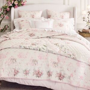 LoveShackFancy Pink and White Floral Quilt